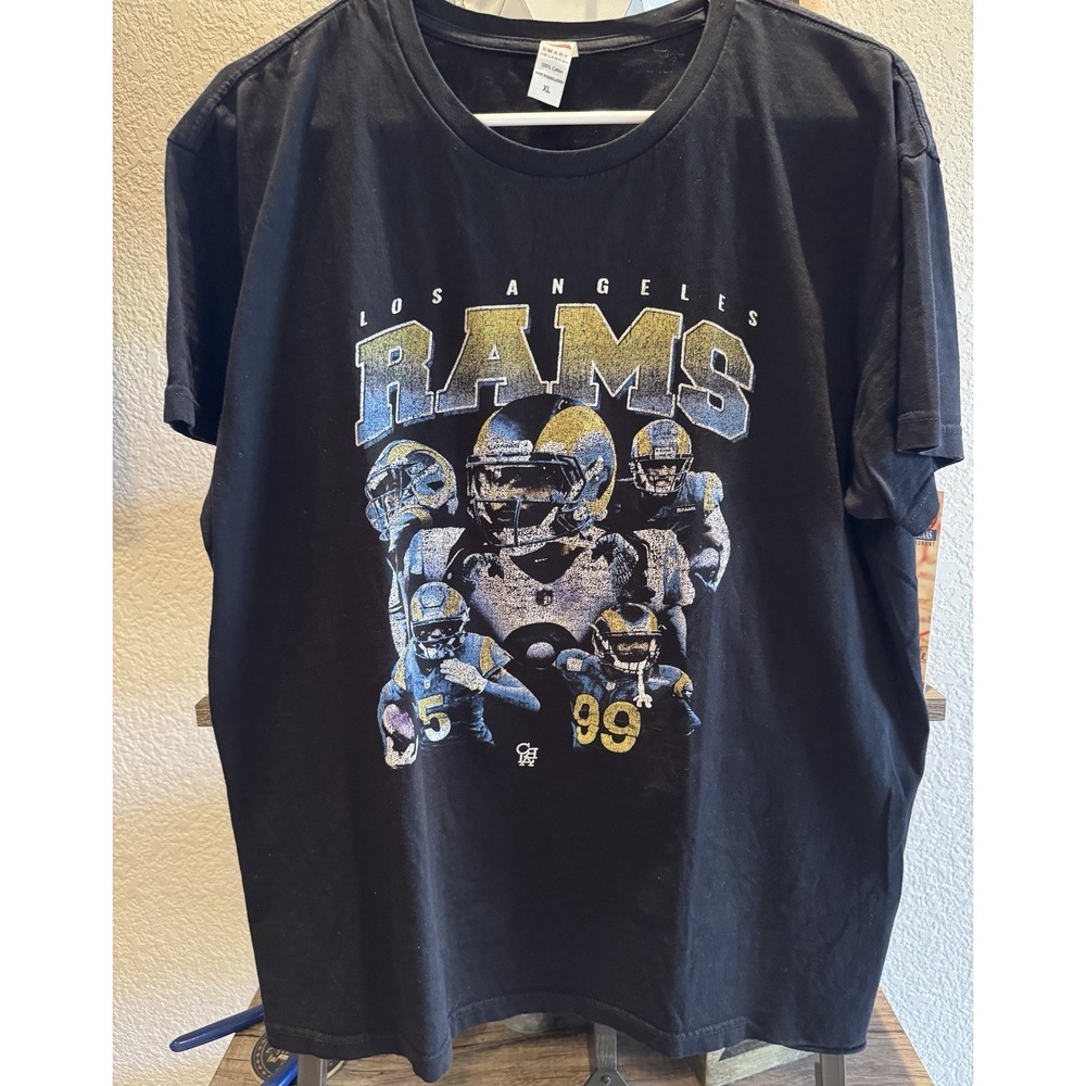 LA Rams Football Graphic Skull Los Angeles Ram It #30 T Shirt XL Black NFL Cool